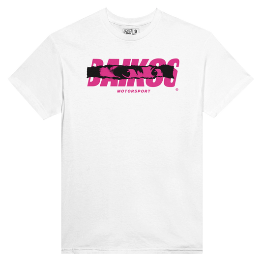 T-shirt DAIKOS GIRL blanc streetwear moto logo DAIKOS rose