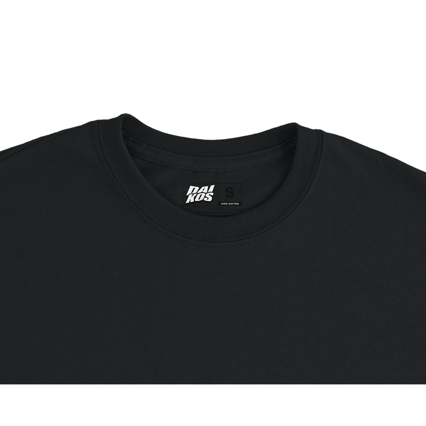 Détail col t-shirt DAIKOS ORIGIN noir streetwear moto
