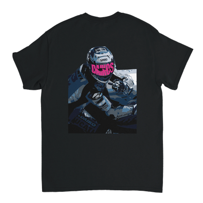 T-shirt DAIKOS GP noir  avec visuel pilote moto et esprit racing