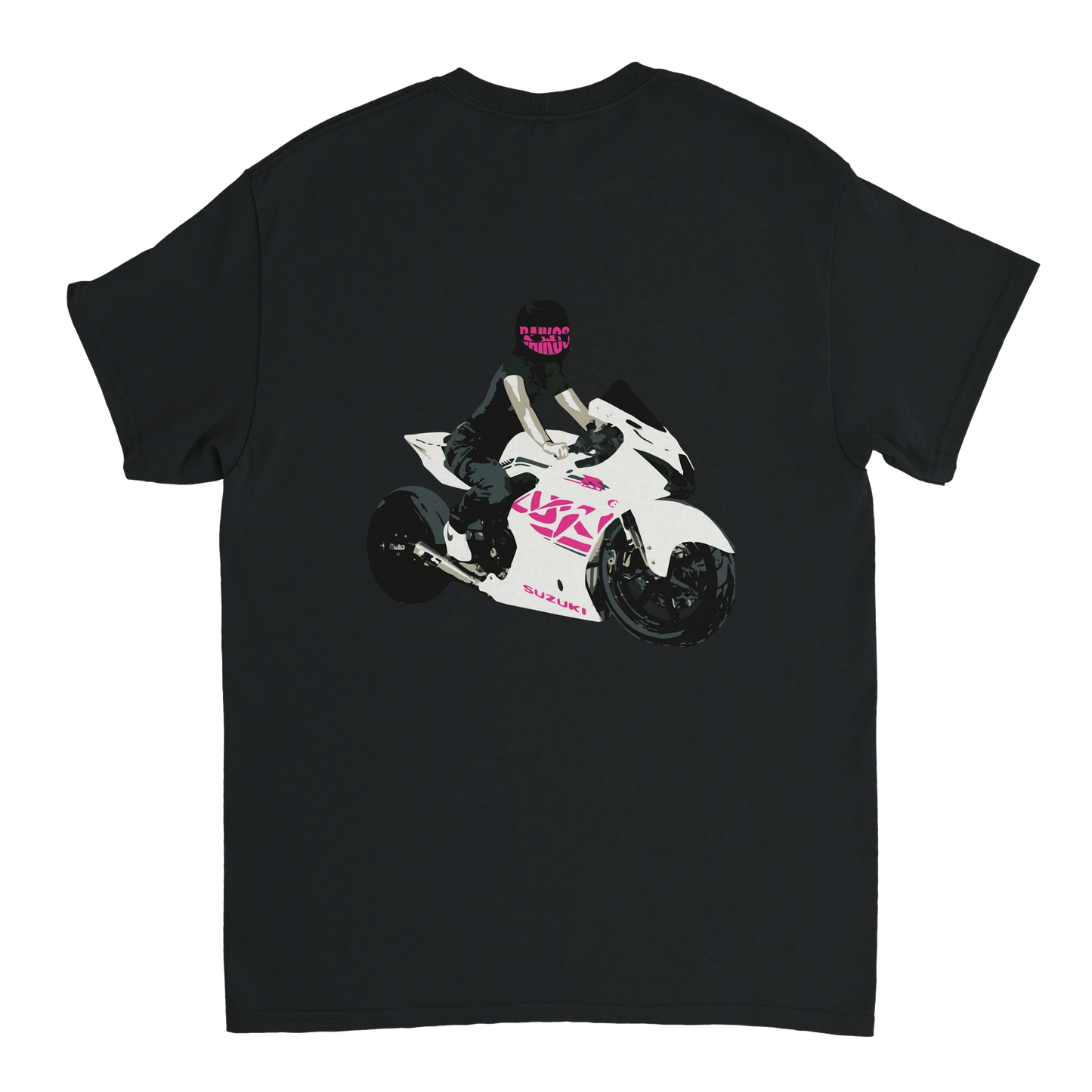T-shirt DAIKOS Gsxr Girl noir avec visuel pilote moto et esprit racing
