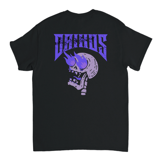 T-shirt DAIKOS SKULL noir design nocturne avec crane squelettique, esprit dark et mentalité racing.